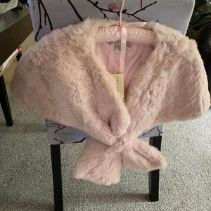 BRAND NEW w/tags VINTAGE Lord and Taylor Pink Rabbit Fur Stole/Wrap